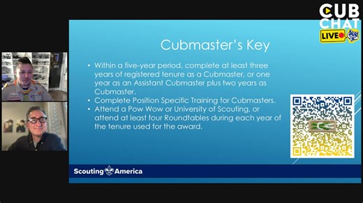 Awards and emblems aren't just for Scouts. They're for adult leaders, too! On this #CubChatLive, we'll discuss the most important training-related awards available for Cub Scout leaders, along with other recognition items designed to show appreciation for our valuable volunteers. | Scouting America