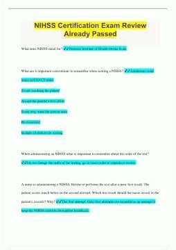 NIHSS Certification Exam Review Already Passed768