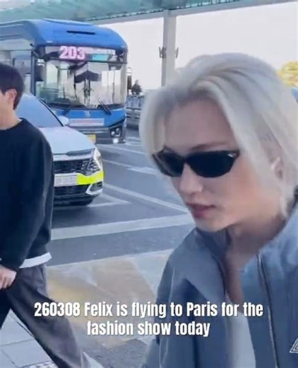 260308 Felix is flying to Paris for the fashion show today!His hair color changed again🥹😍🐣