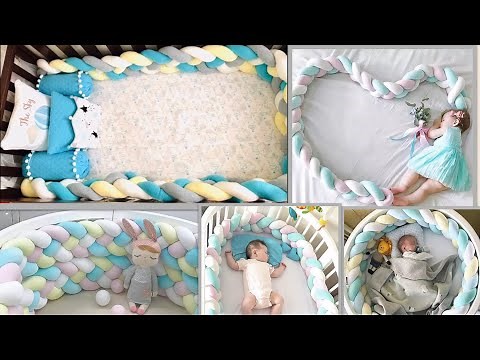 How to make 4m baby crib bumper pads DIY Crib Decor|4 braided Baby Nest Bed Tutorial|Baby Bed Making