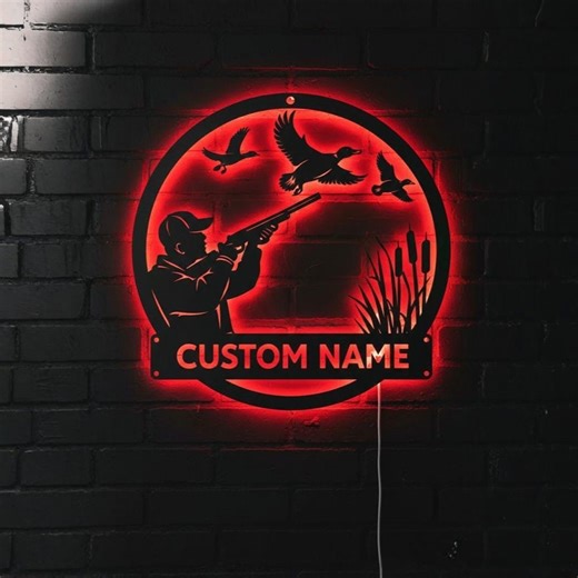 Personalized Hunting LED Wall Sign, Custom Duck Hunter Name Neon Light, Waterfowl Metal Wall Decor, Man Cave Cabin Gift,outdoor Sports Decor - Etsy