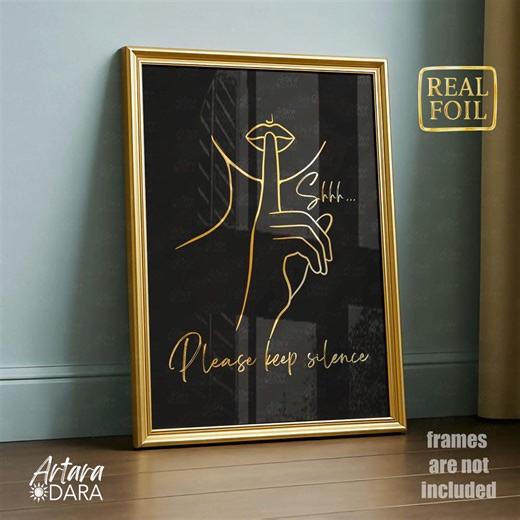 Gold Foil Silence Please Sign, Spa Room Wall Art, Massage Therapy Decor (unframed) - Etsy