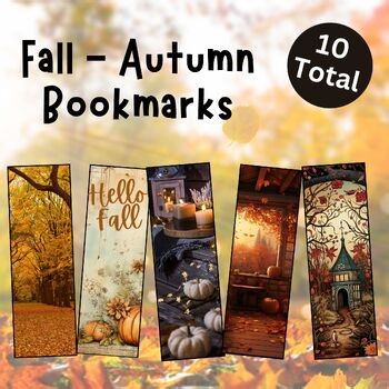 Cute Cozy Fall Autumn Pumpkin Printable Bookmarks- Student Library Reading