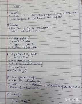 Python fundamentals explained through clean handwritten notes.#Python#PythonProgramming