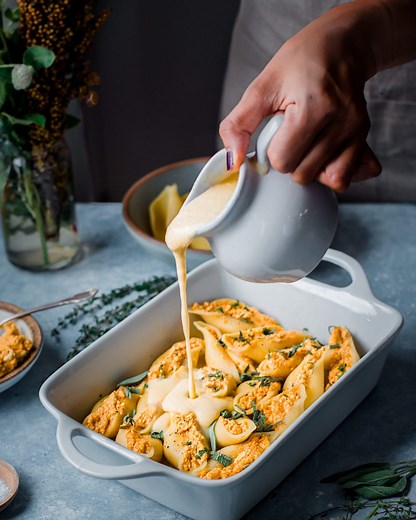 Vegan Pumpkin Ricotta Stuffed Shells