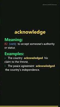 Acknowledge Meaning | Acknowledge Definition | Pronunciation & Examples | Verb
