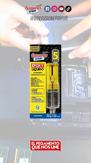 12 reactions | Fusion Epoxy Líquido Transparente 5 Minutos es el pegamento epóxico ideal para toda clase de reparaciones en toda clase de materieales. Es muy versátil pues ofrece gran poder de pegado, secado rápido y acabado transparente. Repáralo con Fusion Epoxy Líquido! SOMOS EL PEGAMENTO QUE NOS UNE #fusion #fusionepoxy #epoxy #epoxyliquido #pegamento #epoxico #reparaciones #transparente | Fusion Epoxy | Facebook