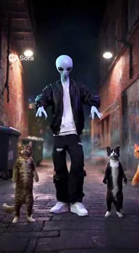 Aliens and cats.. cause why not 😂😂😂🤷‍♂️#aivideo #funnyclips #dancing