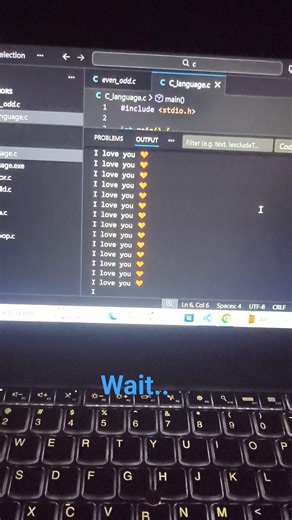 C Language Magic ✨ I Love You Infinite Times || #coding #shorts #runcode