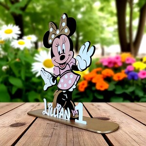 Minnie Mouse - Wood Centerpieces - Wood Name - Party - Celebration - Décor - Girl - Birthday - 100% Hand Painted Not Printed- Pink Gold -red - Etsy