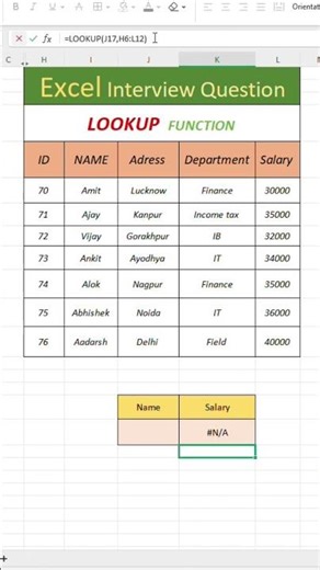 Lookup function formula.