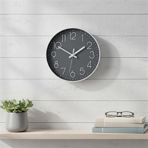 Large 12-inch Silent Wall Clock, Modern Minimalist Non-ticking Quartz Movement, Round ABS Plastic Decor - Etsy