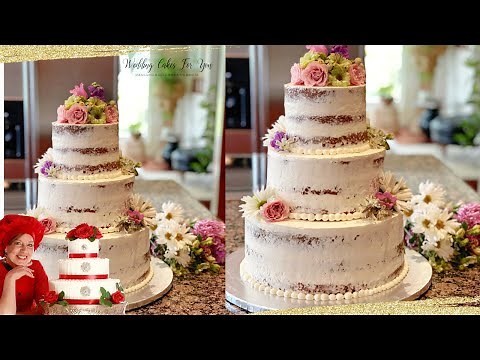 Carrot Cake Wedding Cake / Lightly Frosted 💮 Fresh Flowers 🍰 Cakes with Lorelie