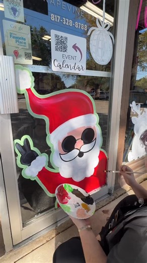 Painting with a Twist Grapevine Texas on Instagram: "Getting our windows ready for Twistmas! . . . . #PWATGrapevine #TwistGrapevine #PaintingWithATwistGrapevine #GrapevineTX #GrapevineTexas #VisitGrapevine #VisitGrapevineTX #PaintAndSip #ThingsToDoInGrapevine #MainStreetGrapevine #ChristmasCapitolOfTexas #WindowArt #ChristmasMagic #ChristmasWindow"
