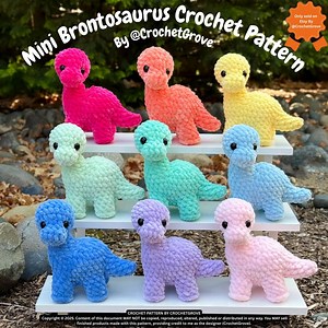 Mini Brontosaurus Crochet Pattern – Low Sew Dinosaur Amigurumi PDF by Crochetgrove - Etsy New Zealand