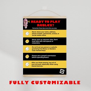 Roblox Safety Checklist Poster | Kids' Gaming Safety Guide, Digital Security Rules Chart, Parental Control Canva Template, Gaming Safety - Etsy Canada