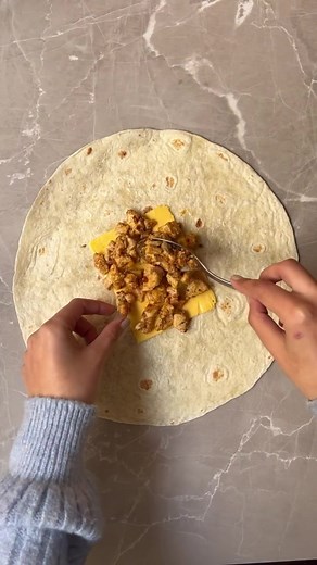 Wrap Preparation with Chicken and Cheese