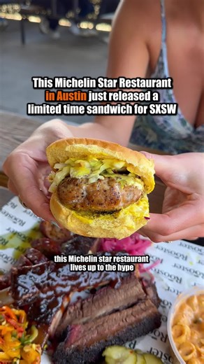 The Rooster Chicken sandwich from La Barbecue goes absolutely CRAZY! The honey mustard slaw on the housemade chicken patty is so freaking good. Now is your excuse to go try out a Michelin Star restaurant in Austin. La Barbecue has created this sandwich in honor of Steve Carrell's new show The Rooster on HBO MAX! Rumors are he may make an appearance 👀 This is a limited time offer during SXSW and will be available through March 18th. They will also be open this Monday and Tuesday for service this