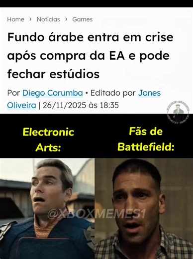 EA em risco? 🤔 #xbox #xboxmemes #xboxmemes1 #xboxbrasil #ea #ElectronicArts #battlefield6 #battlefield #bf #bf6 #games #memes | Xbox Memes Official