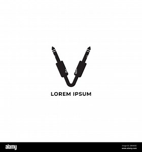 Cable jack logo concept. Audio logo design template. Letter V uppercase Alphabet vector illustration. Isolated, Audio equipment, sound system, instrum Stock Vector Image & Art - Alamy