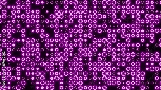 Pink circle pattern, abstract background. The circle changes in size and shape. Pattern in a row, decoration, glowing, illuminated, light effect.