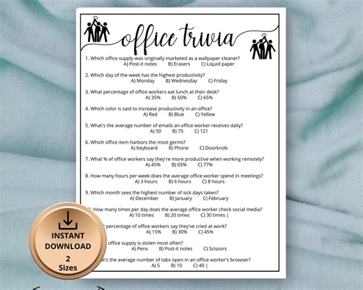 Office Trivia Team Building Games, Coworker Activity,happy Hour Office Party,teammate Workmate Office Worker, Holiday Quiz,staff Comaraderie - Etsy