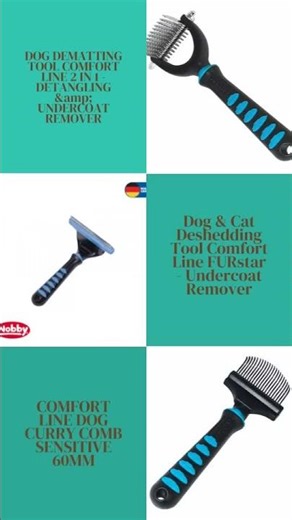 Dog Dematting Tool Comfort Line 2 in 1 - Detangling & Undercoat Remover, Dog & Cat Deshedding Too...
