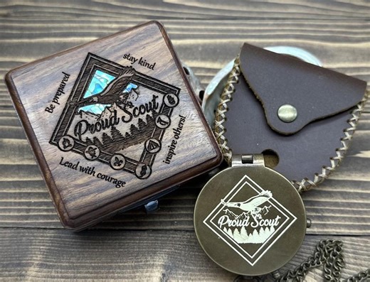 Personalized Brass Scout Compass: Abalone Shell Wooden Keepsake Box - Etsy