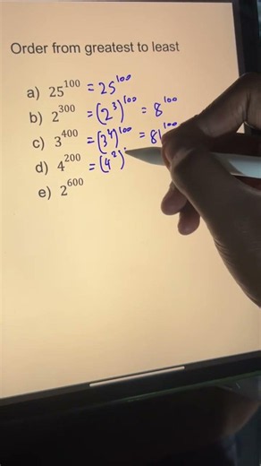 Order from greatest to least with exponents