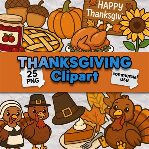 Thanksgiving Clipart Pack – Autumn and Holiday Illustrations for Creative Projects - Etsy