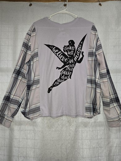Tinker Bell Upcycled Flannel Tee, Believe in Magic - Etsy