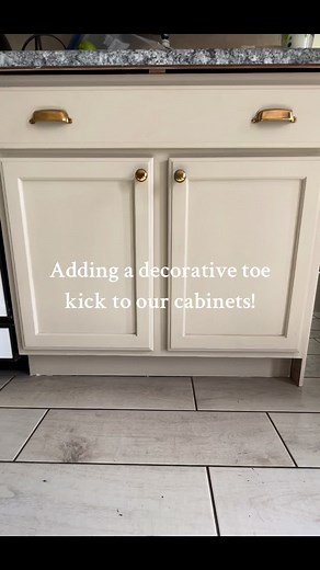 Loved the look of traditional cabinet with decorative toe kicks, so here is my version. Thanks for watching!! #cabinets #kitchencabinets #diykitchen #diykitchenmakeover #kitchenmakeover #kitchenmakeoveronabudget #farmhousekitchen #vintagekitchen #cottagekitchen #europeankitchen #paintingkitchen #budgetkitchenmakeover #customtoekick #decorativetoekicks