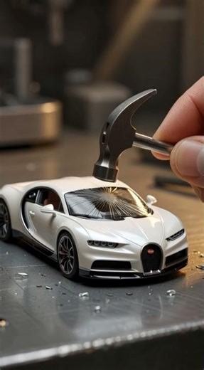Tiny Hammer vs Bugatti Mini Car | ASMR Glass Breaking 😳#Bugatti