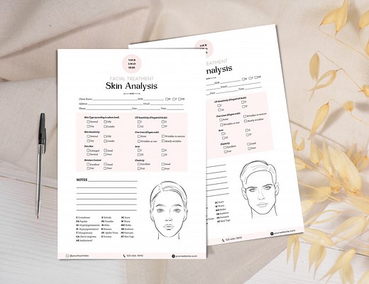 Skin Analysis Form, Facial Treatment Form Bundle, Printable Skincare Consent Forms, Editable Esthetician Templates, Beauty Salon Forms - Etsy