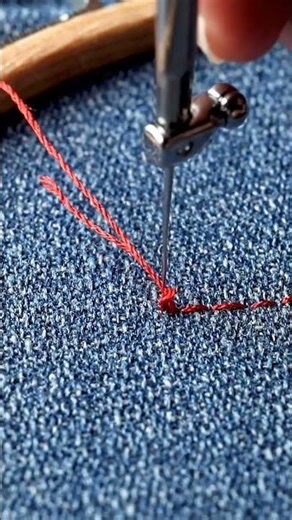Denim embroidery stitch #shorts