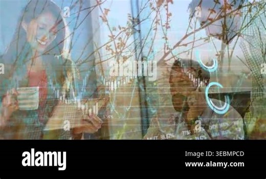 Animation of financial data processing over business people working in office. Global business finance economy and technology concept digitally generated video Stock Video Footage - Alamy