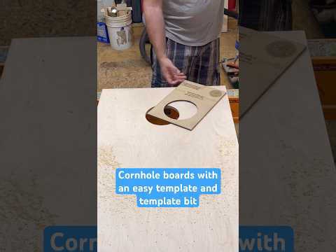 Cornhole boards' holes cut with an easy template and bearing bit #cornhole #woodworkingprojects #diy