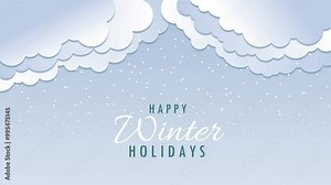 Winter is coming, animated background. A cold Christmas with snowfall and cloudy sky.