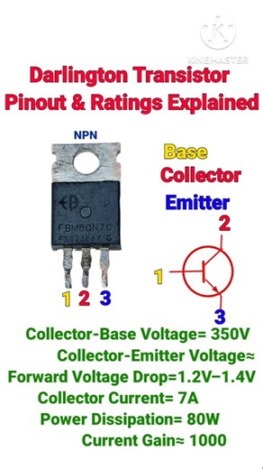 TIP151 Darlington Transistor Full Details | Pinout, 350V, 7A, 80W NPN Explained | #shorts