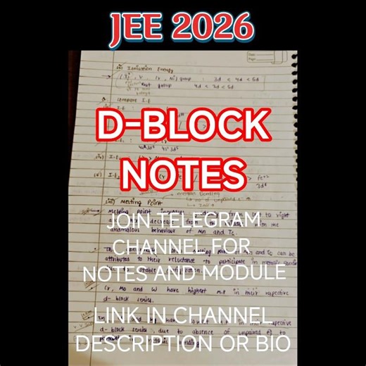 class 12 chemistry notes| jee 2026| d block notes (toppers notes) 😱