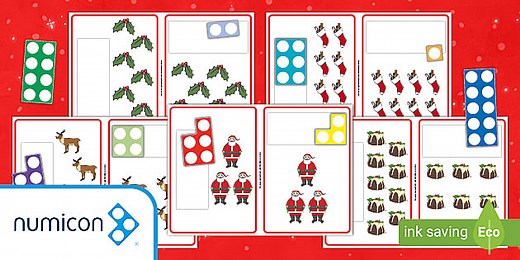Christmas-Themed Enhancing the Provision Matching Numicon Shapes Cards
