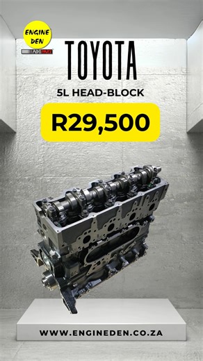 26K views · 95 reactions | Toyota 5L Head-Block – New – R29,500 A brand-new head-block for Toyota 5L engines, engineered for precision and durability. Ideal for rebuilds or replacements, it ensures reliable performance and long-lasting engine efficiency.  All contact links: https://linktr.ee/engineden (Offers valid while stocks last. E&OE. T&Cs apply.) #ToyotaEngine #EngineParts #DurablePerformance #EngineDen | EngineDen | Facebook