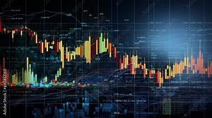 Business graph or stock market chart, or forex trading graph in a graphical concept suitable for financial investment or economic business trends. Horizontal video. Stock Video