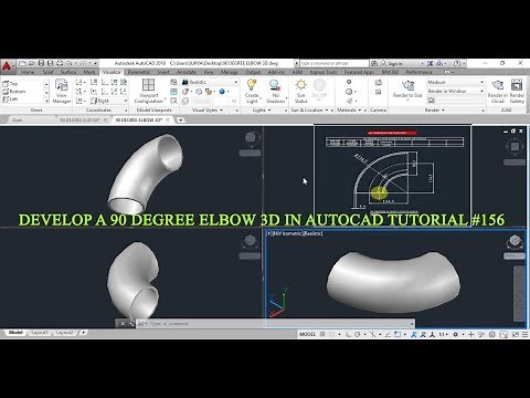 90 DEGREE LONG RADIUS BEND 3D DRAWING IN AUTOCAD TUTORIAL #156