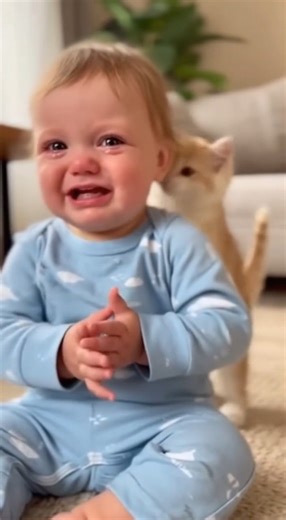 Awwww Why baby is crying and how cute cate 🥰😘 #cute #cc | Cozy Baby World