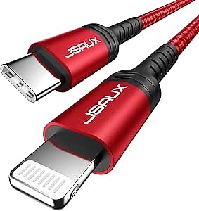 JSAUX USB C to Lightning Cable 6FT, [Apple MFi Certified] iPhone Cord Compatible with iPhone 14/14 Plus/14 Pro/14 Pro Max/13/13 Mini/13 Pro/13 Pro Max/12 Pro Max/11 Pro Max - Red