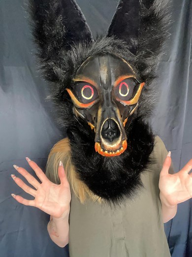 Black Wolf Fursuit Mask | Skulldog Design | Realistic Look | Handmade Furry Head | Opening Jaw | Perfect for Halloween & Cosplay - Etsy