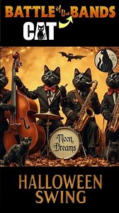 "Dark Road" - Moon Dreams🐾| Swing Music | Jazz Cat Band🎶| Vintage Halloween #saxophone #jazz