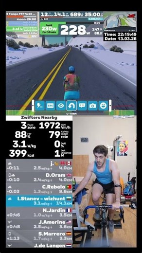 Zwift Cycling Workout Short 13.03.2026 zs #zwift #cycling #indoor #trainer #roadbike #mtb #cardio