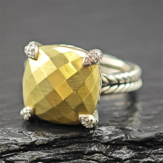 Vintage David Yurman 18K Gold Accent Diamond Ring Sterling Silver Sz 8 - Etsy